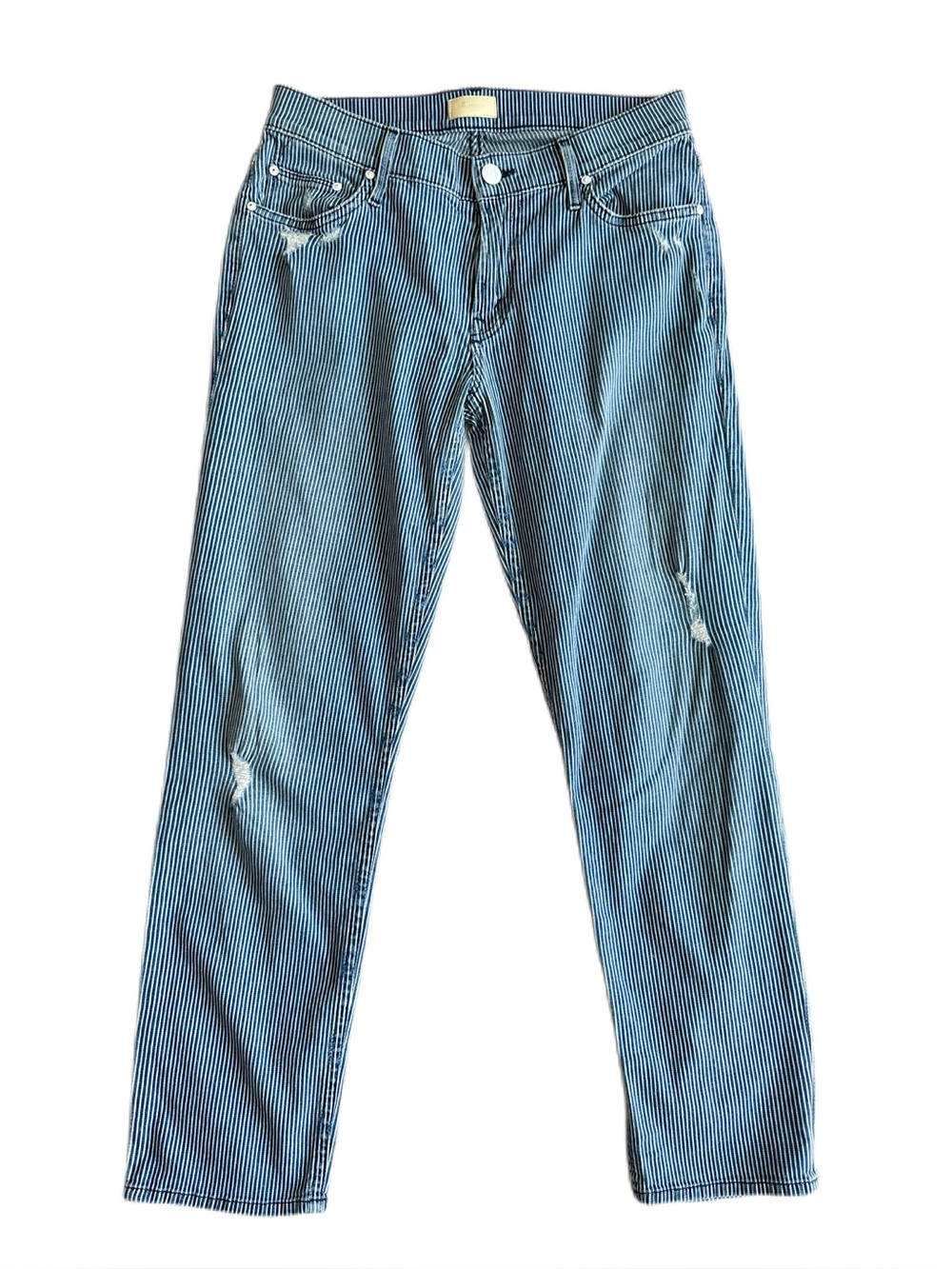 MOTHER The Dropout On The Road Destroy Striped Jeans Size 25 Distressed